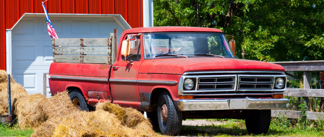 Old red pickup truck