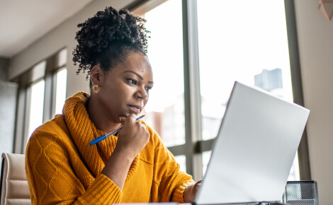 Woman using a laptop