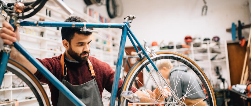 Man working on a bicycle